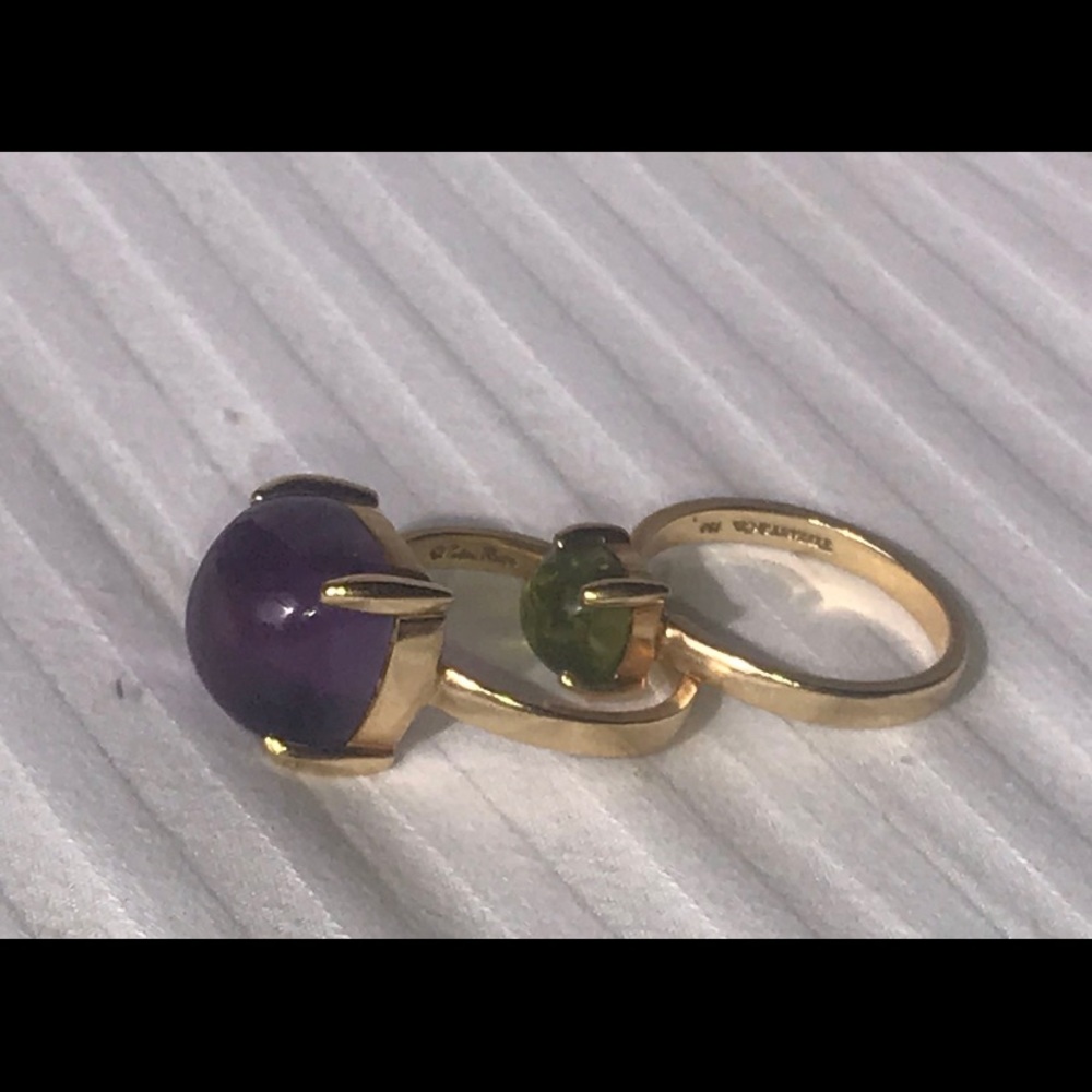 TIFFANY&CO. PALOMA PICASSO AMETHYST & GREEN QUARTZ SUGAR STACK RING